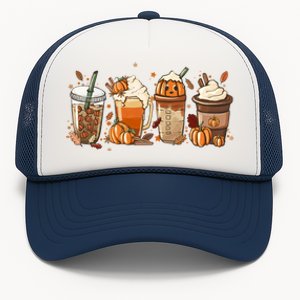 Halloween Pumpkin Latte Cup Fall Coffee Pumpkin Spice Cool Gift Trucker Hat