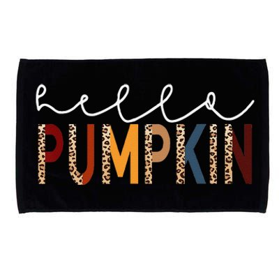 Hello Pumpkin Leopard Print For Fall Thanksgiving Halloween Microfiber Hand Towel