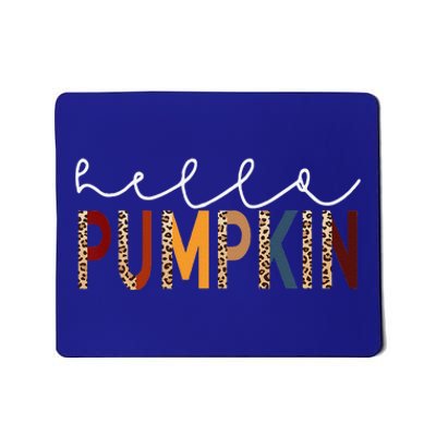 Hello Pumpkin Leopard Print For Fall Thanksgiving Halloween Mousepad