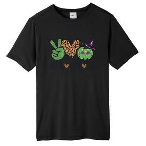 Halloween Peace Love Fall Pumpkin Hearts Green Gift Tall Fusion ChromaSoft Performance T-Shirt