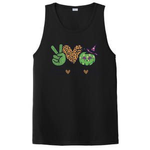 Halloween Peace Love Fall Pumpkin Hearts Green Gift PosiCharge Competitor Tank