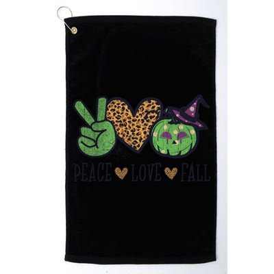 Halloween Peace Love Fall Pumpkin Hearts Green Gift Platinum Collection Golf Towel