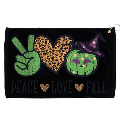 Halloween Peace Love Fall Pumpkin Hearts Green Gift Grommeted Golf Towel