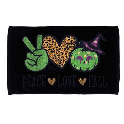 Halloween Peace Love Fall Pumpkin Hearts Green Gift Microfiber Hand Towel