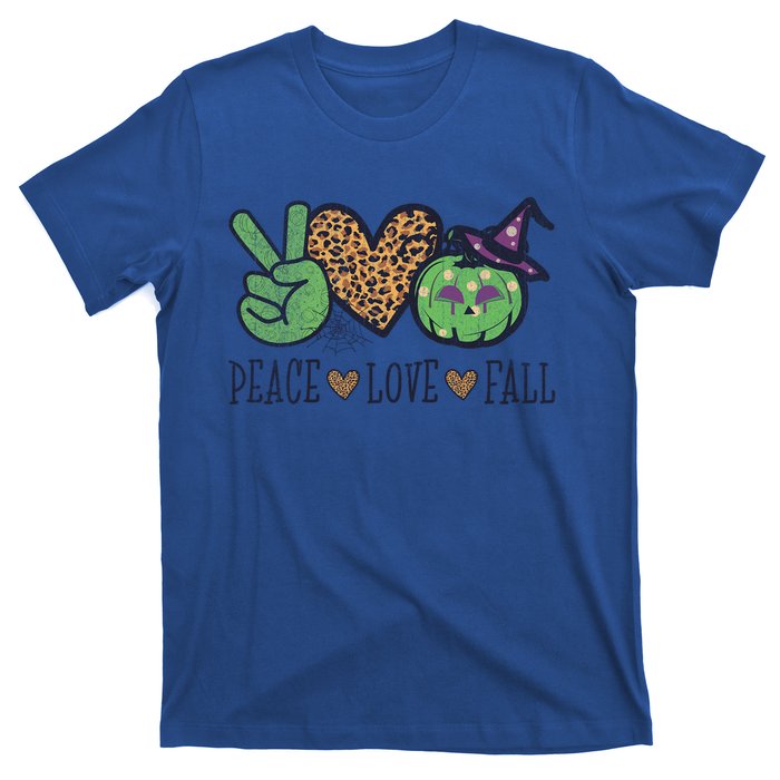 Halloween Peace Love Fall Pumpkin Hearts Green Gift T-Shirt