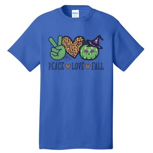 Halloween Peace Love Fall Pumpkin Hearts Green Gift Tall T-Shirt