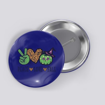 Halloween Peace Love Fall Pumpkin Hearts Green Gift Button