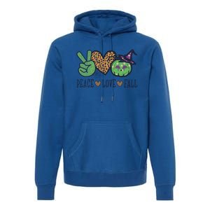 Halloween Peace Love Fall Pumpkin Hearts Green Gift Premium Hoodie