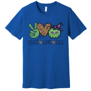 Halloween Peace Love Fall Pumpkin Hearts Green Gift Premium T-Shirt