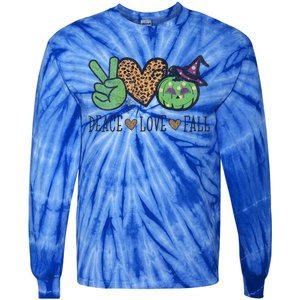 Halloween Peace Love Fall Pumpkin Hearts Green Gift Tie-Dye Long Sleeve Shirt