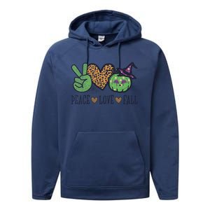 Halloween Peace Love Fall Pumpkin Hearts Green Gift Performance Fleece Hoodie