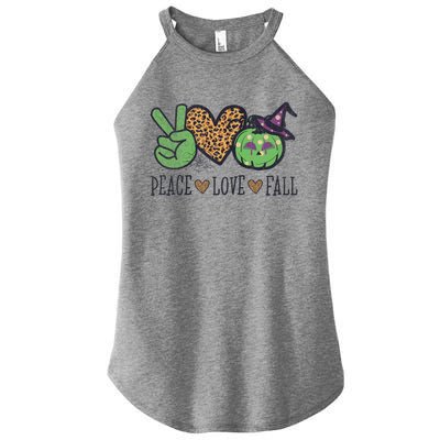 Halloween Peace Love Fall Pumpkin Hearts Green Gift Women’s Perfect Tri Rocker Tank