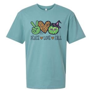 Halloween Peace Love Fall Pumpkin Hearts Green Gift Sueded Cloud Jersey T-Shirt