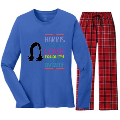 Harris Peace Love Equality Hope Diversity Women's Long Sleeve Flannel Pajama Set 