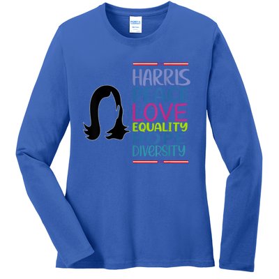 Harris Peace Love Equality Hope Diversity Ladies Long Sleeve Shirt