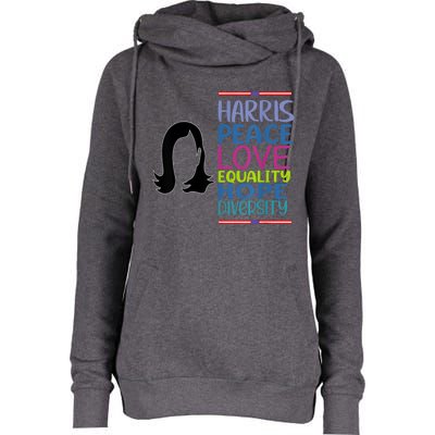 Harris Peace Love Equality Hope Diversity Womens Funnel Neck Pullover Hood