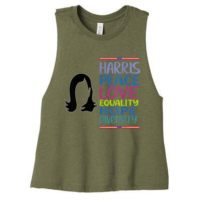 Harris Peace Love Equality Hope Diversity Women's Racerback Cropped Tank