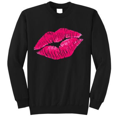 Hot Pink Lips Neon 80s Lipstick Party Sweatshirt