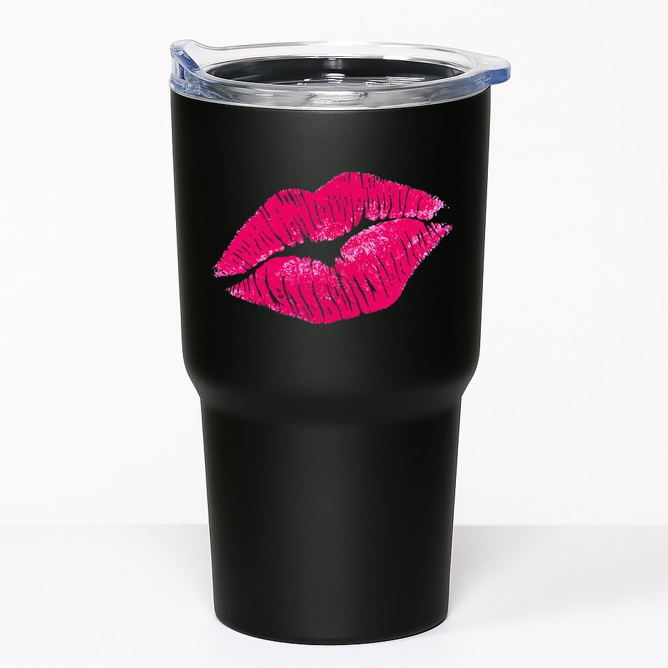 Hot Pink Lips Neon 80s Lipstick Party Tumbler