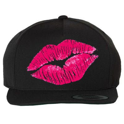 Hot Pink Lips Neon 80s Lipstick Party Wool Snapback Cap