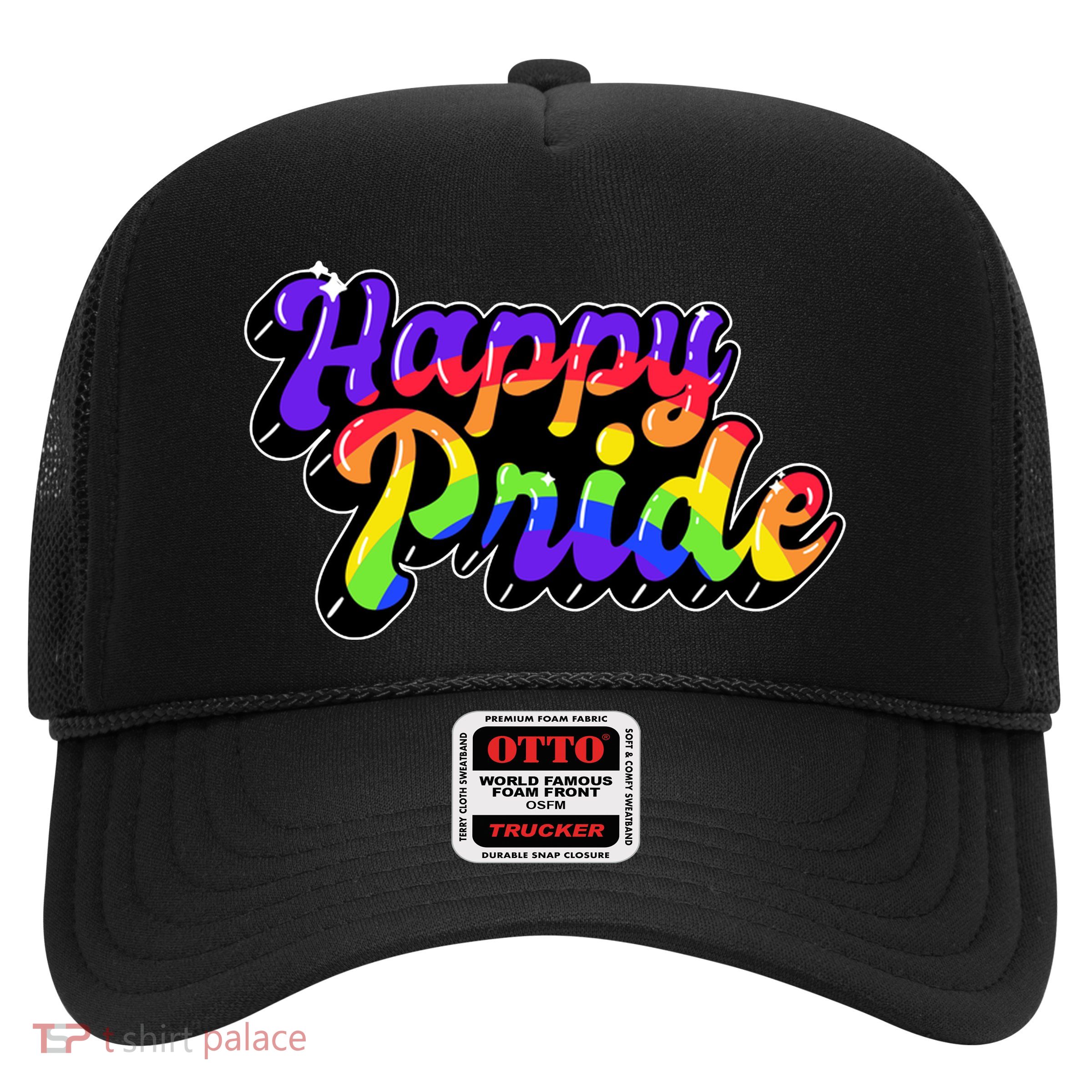 Happy Pride LGBT Flag Retro Trucker Hat