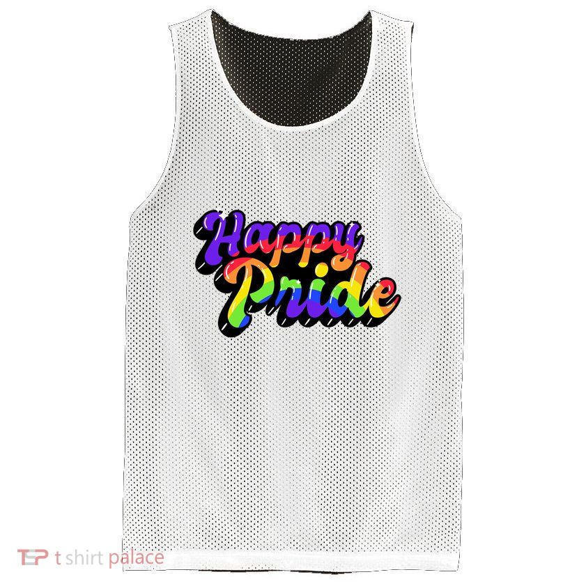 Happy Pride LGBT Flag Retro Mesh Reversible Basketball Jersey Tank