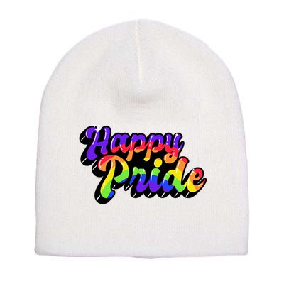 Happy Pride LGBT Flag Retro Short Acrylic Beanie