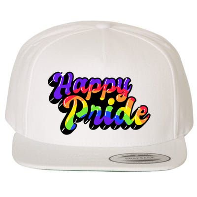 Happy Pride LGBT Flag Retro Wool Snapback Cap