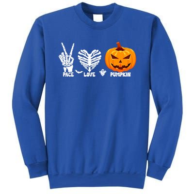 Halloween Peace Love Pumpkin Funny Skeleton Hand And Heart Cute Gift Sweatshirt