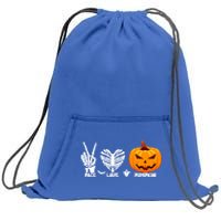 Halloween Peace Love Pumpkin Funny Skeleton Hand And Heart Cute Gift Sweatshirt Cinch Pack Bag