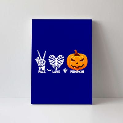 Halloween Peace Love Pumpkin Funny Skeleton Hand And Heart Cute Gift Canvas