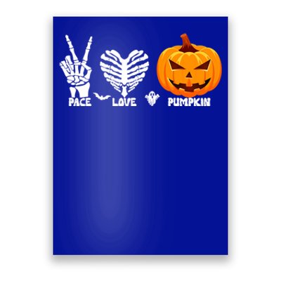 Halloween Peace Love Pumpkin Funny Skeleton Hand And Heart Cute Gift Poster