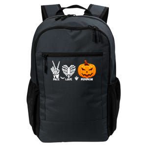 Halloween Peace Love Pumpkin Funny Skeleton Hand And Heart Cute Gift Daily Commute Backpack