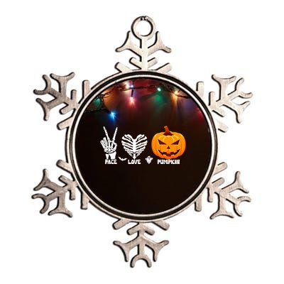 Halloween Peace Love Pumpkin Funny Skeleton Hand And Heart Cute Gift Metallic Star Ornament