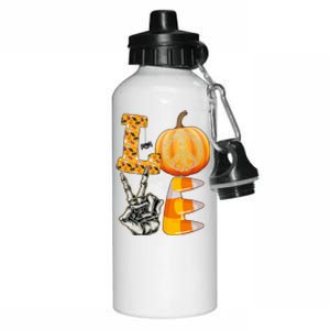 Halloween Peace Love And Pumpkins Fall Funny Gift Aluminum Water Bottle