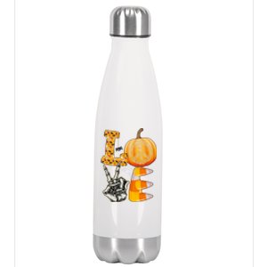 Halloween Peace Love And Pumpkins Fall Funny Gift Stainless Steel Insulated Water Bottle