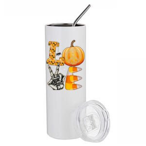 Halloween Peace Love And Pumpkins Fall Funny Gift Stainless Steel Tumbler