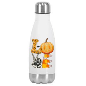 Halloween Peace Love And Pumpkins Fall Funny Gift Stainless Steel Insulated Water Bottle