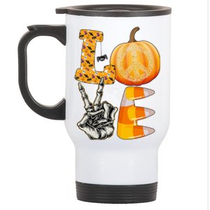 Halloween Peace Love And Pumpkins Fall Funny Gift Stainless Steel Travel Mug