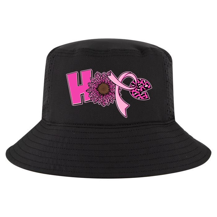 Hope Pink Leopard Print Sunflower Breast Cancer Awareness Cool Comfort Performance Bucket Hat