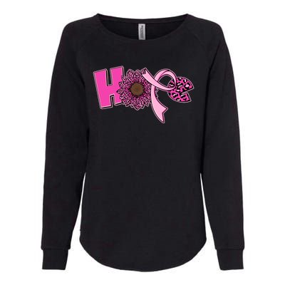 Hope Pink Leopard Print Sunflower Breast Cancer Awareness Womens California Wash Sweatshirt