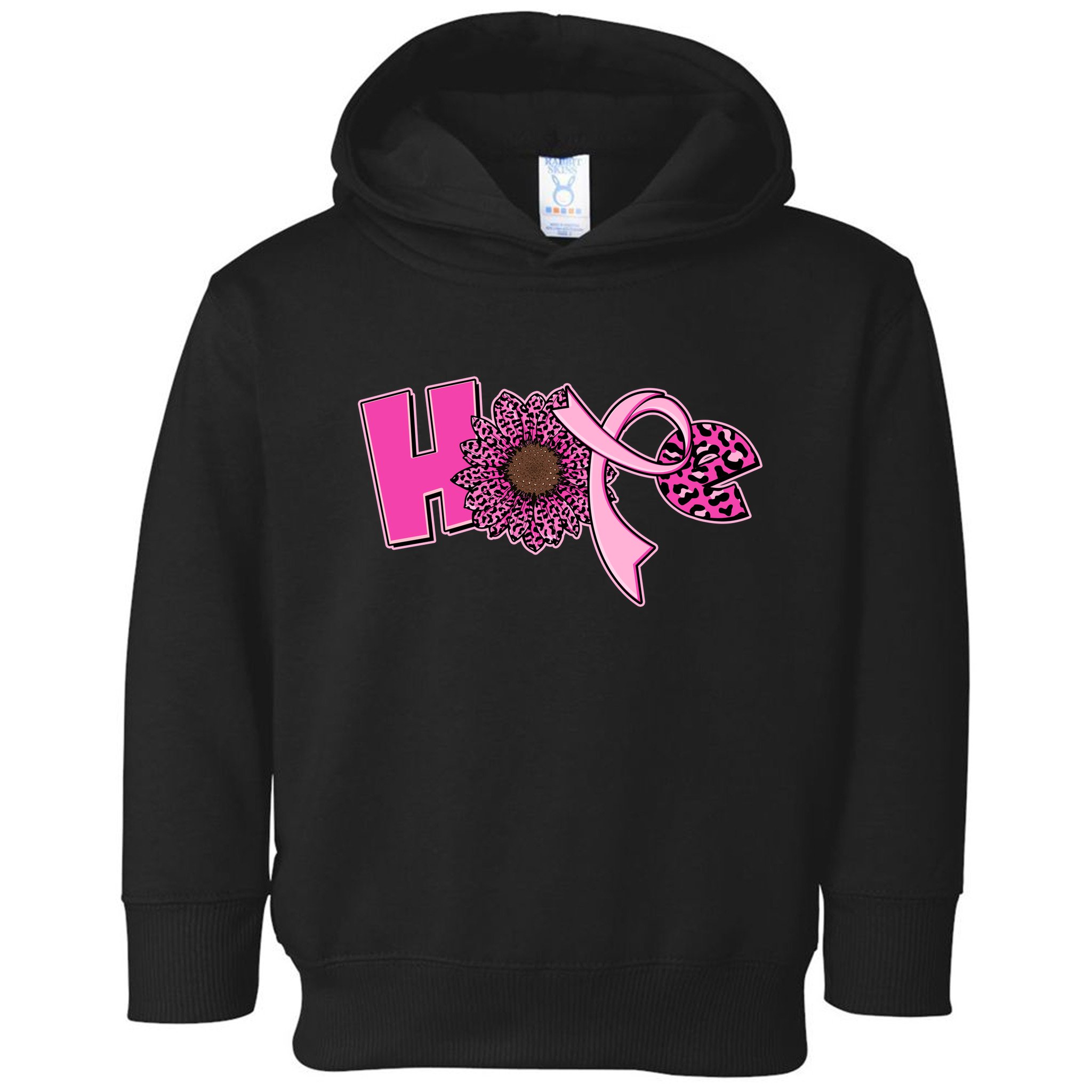Hope Pink Leopard Print Sunflower Breast Cancer Awareness Toddler Hoodie