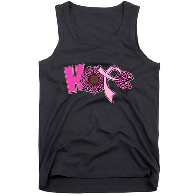 Hope Pink Leopard Print Sunflower Breast Cancer Awareness Tank Top