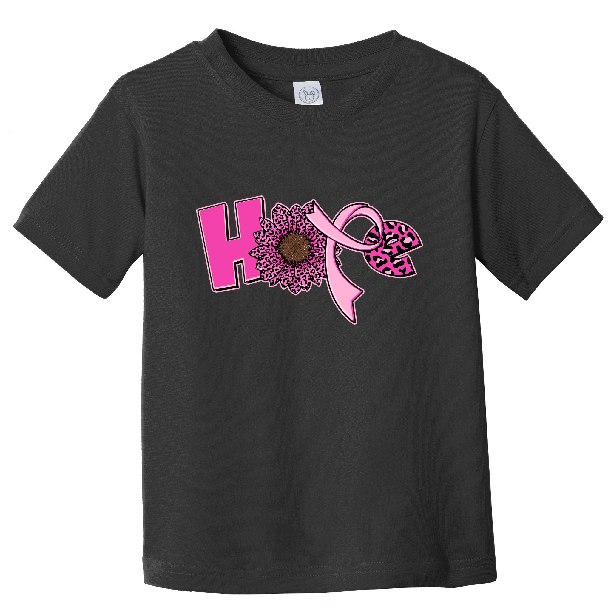 Hope Pink Leopard Print Sunflower Breast Cancer Awareness Toddler T-Shirt