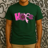 Hope Pink Leopard Print Sunflower Breast Cancer Awareness T-Shirt