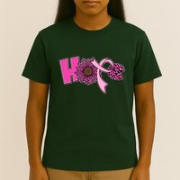 Hope Pink Leopard Print Sunflower Breast Cancer Awareness T-Shirt