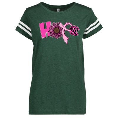 Hope Pink Leopard Print Sunflower Breast Cancer Awareness Enza Ladies Jersey Football T-Shirt