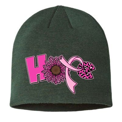 Hope Pink Leopard Print Sunflower Breast Cancer Awareness Sustainable Beanie