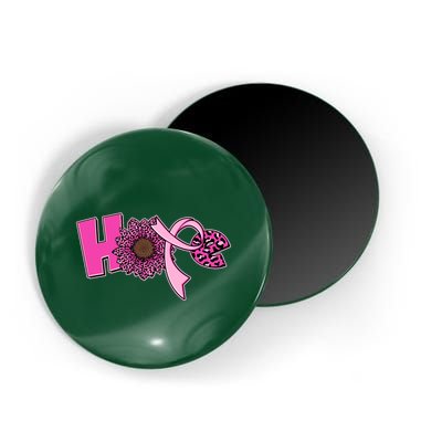 Hope Pink Leopard Print Sunflower Breast Cancer Awareness Magnet
