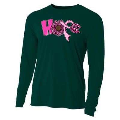 Hope Pink Leopard Print Sunflower Breast Cancer Awareness Cooling Performance Long Sleeve Crew